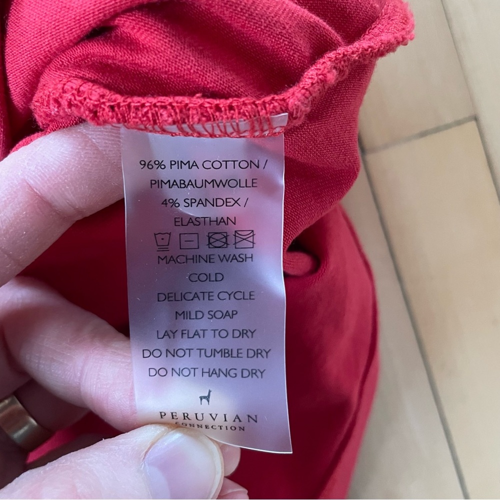 Peruvian Connection coral red Draped Surplice Camisole with Side Ruching - Picture 8 of 8